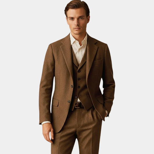 Men’s Wool Three Piece Suit With Waistcoat