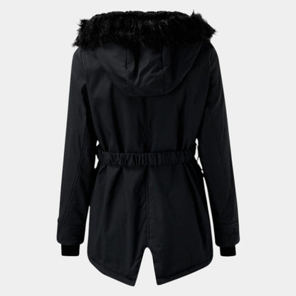 Women’s Coat With Drawstring Waist and Hood