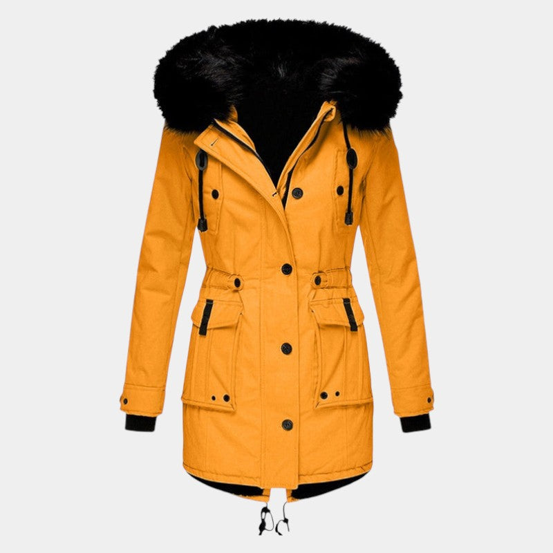 Women’s Coat With Drawstring Waist and Hood