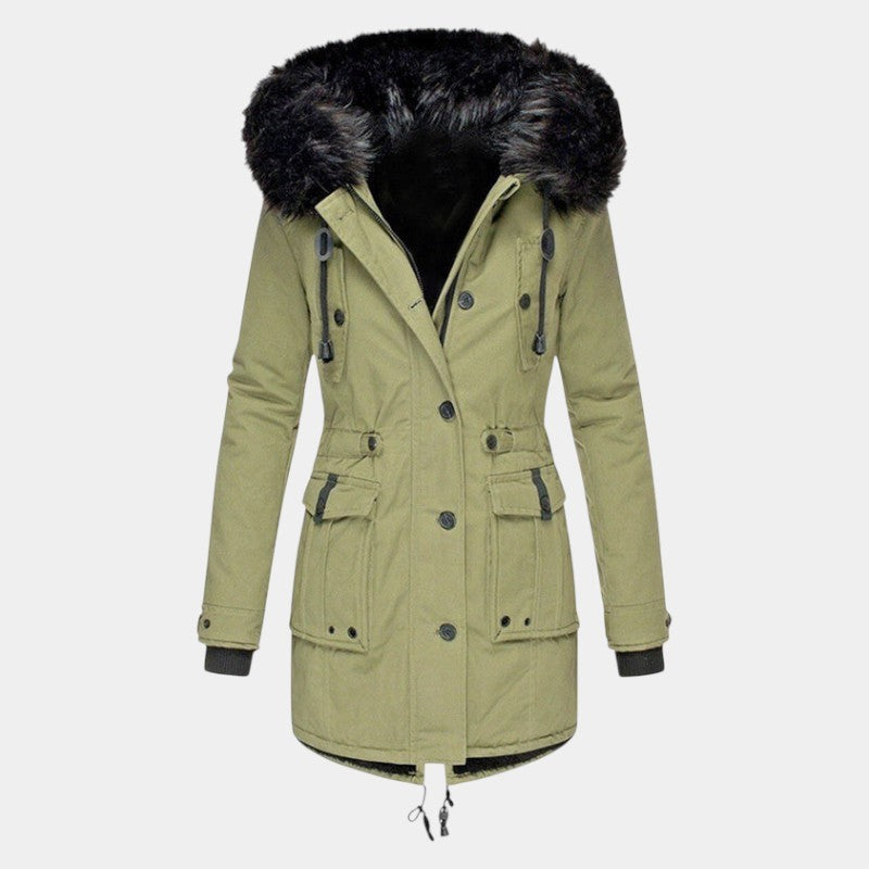 Women’s Coat With Drawstring Waist and Hood