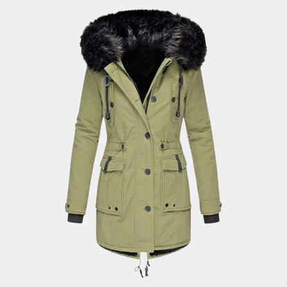 Women’s Coat With Drawstring Waist and Hood