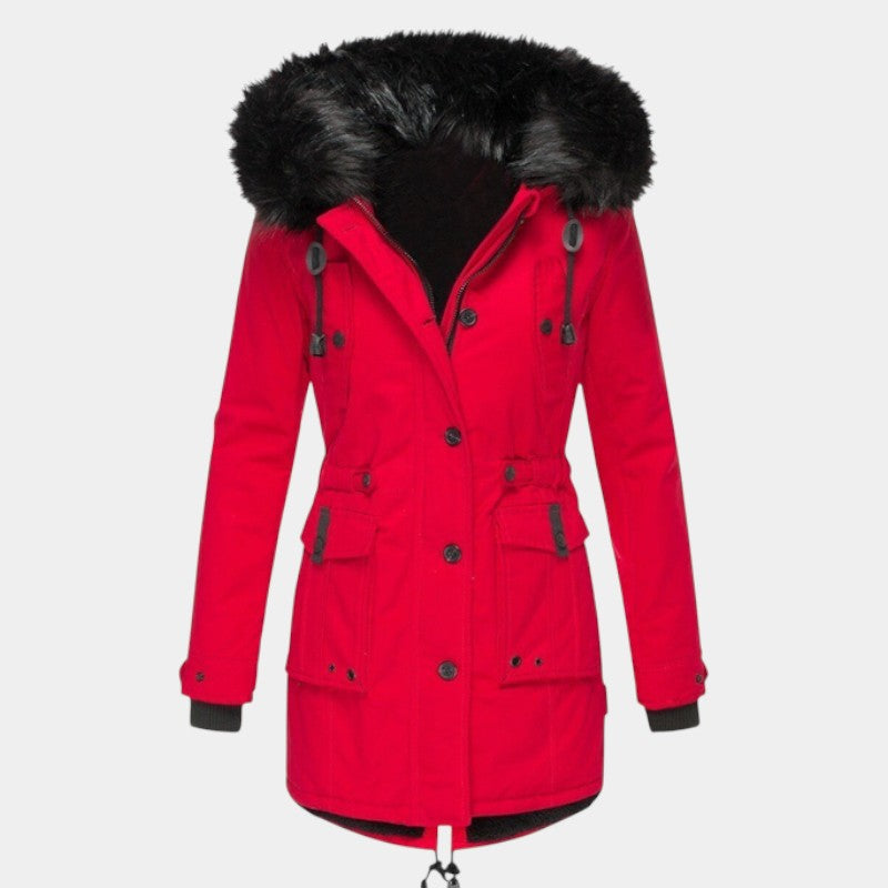Women’s Coat With Drawstring Waist and Hood