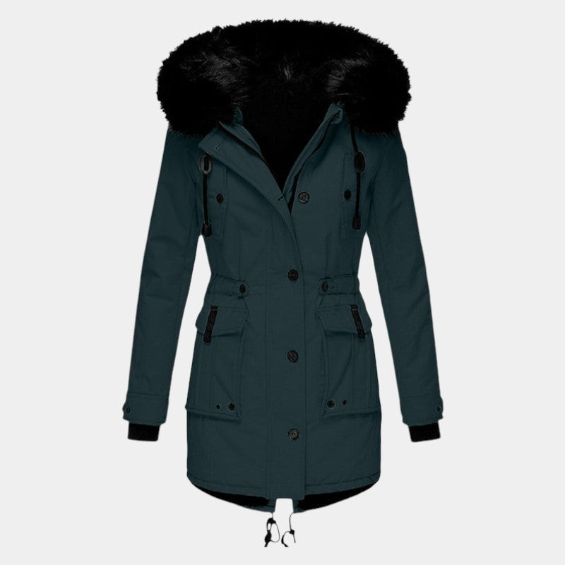Women’s Coat With Drawstring Waist and Hood