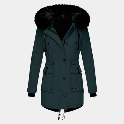 Women’s Coat With Drawstring Waist and Hood