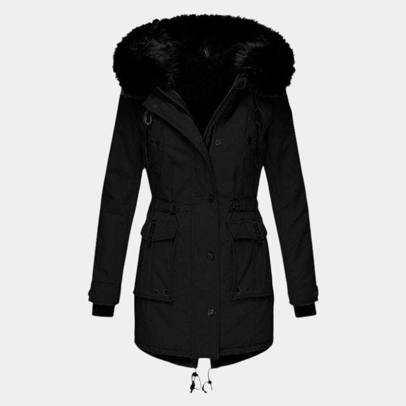 Women’s Coat With Drawstring Waist and Hood