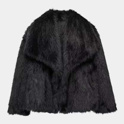 Women’s Faux Fur Jacket With Wide Collar
