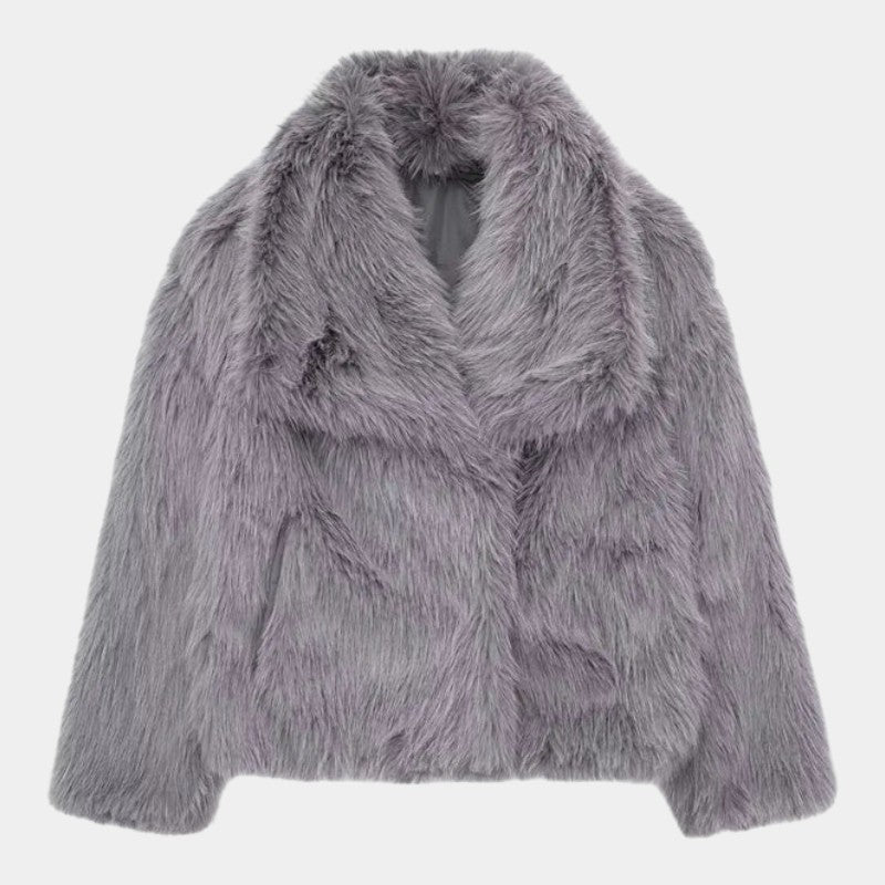 Women’s Faux Fur Jacket With Wide Collar