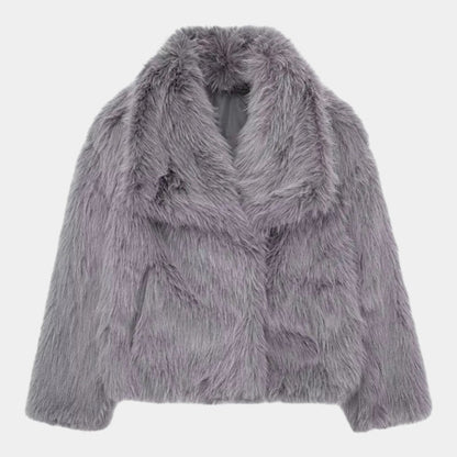 Women’s Faux Fur Jacket With Wide Collar