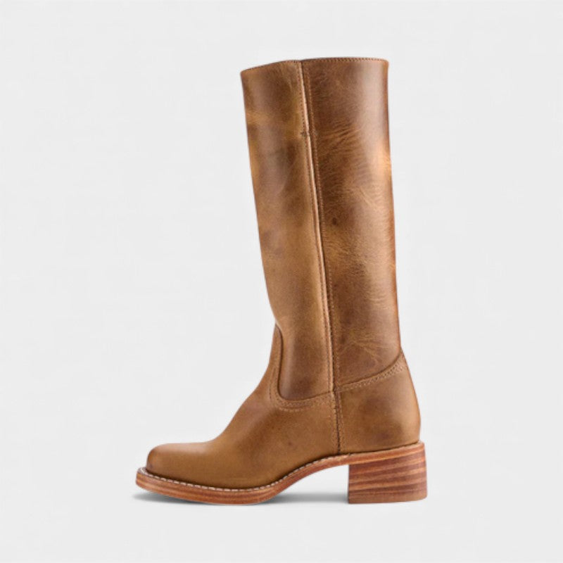Women’s Knee High Boots With Stacked Heel and Round Toe