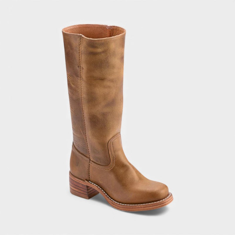 Women’s Knee High Boots With Stacked Heel and Round Toe