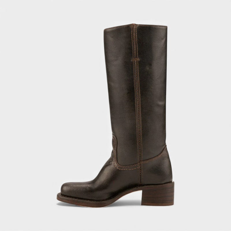 Women’s Knee High Boots With Stacked Heel and Round Toe