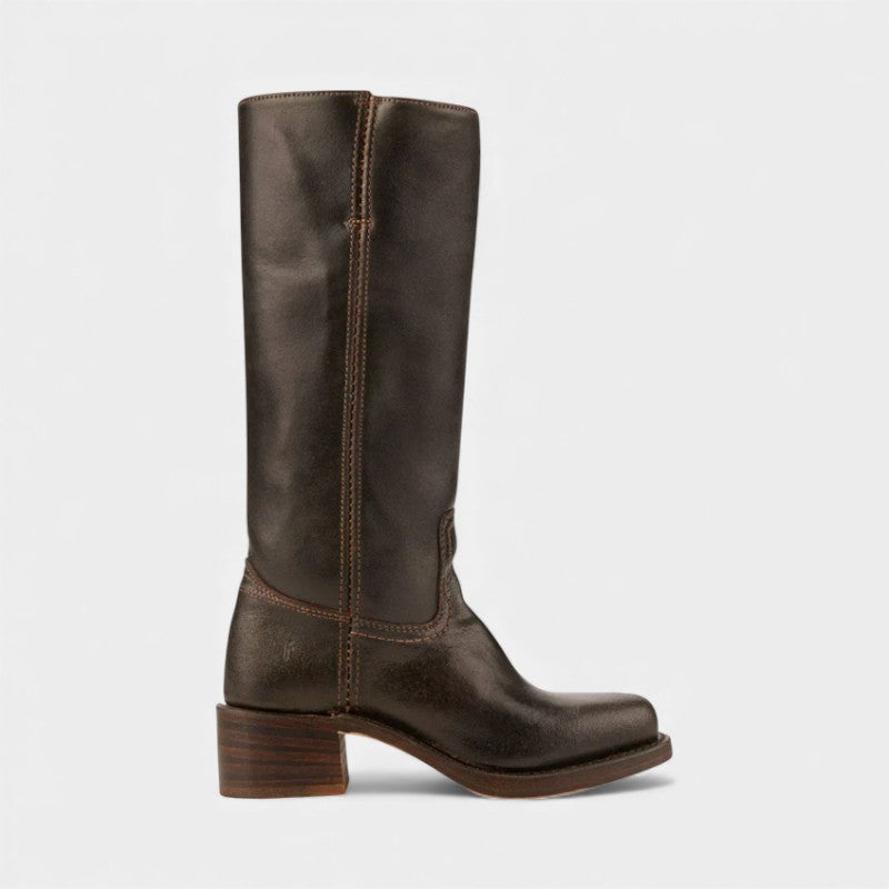 Women’s Knee High Boots With Stacked Heel and Round Toe