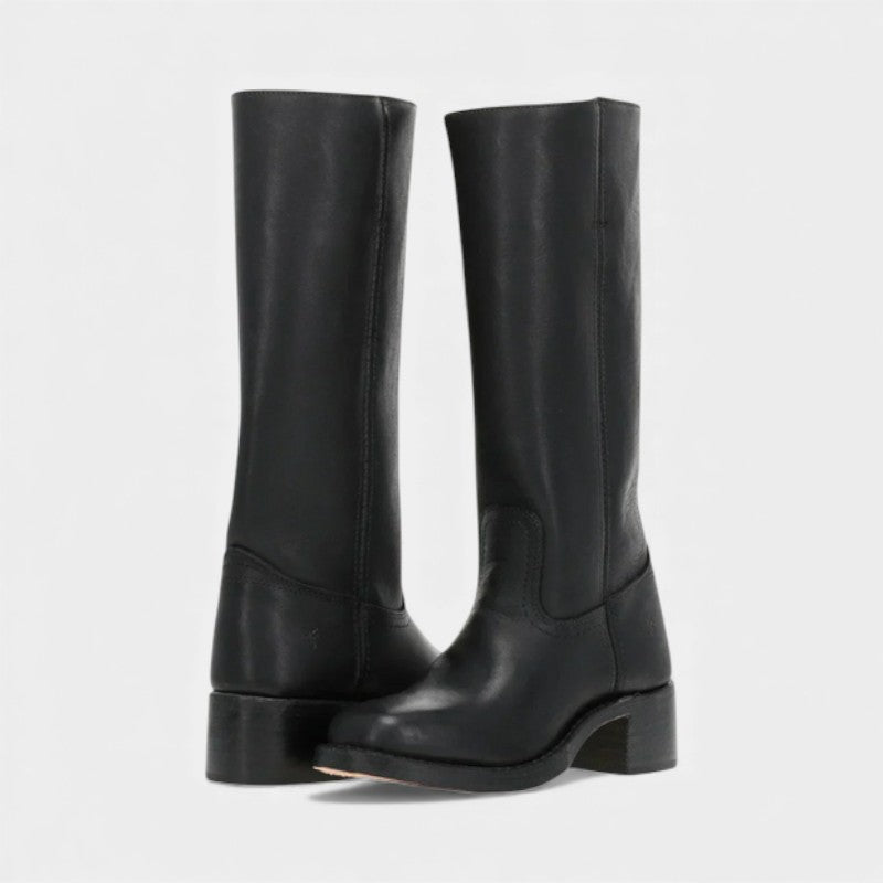 Women’s Knee High Boots With Stacked Heel and Round Toe