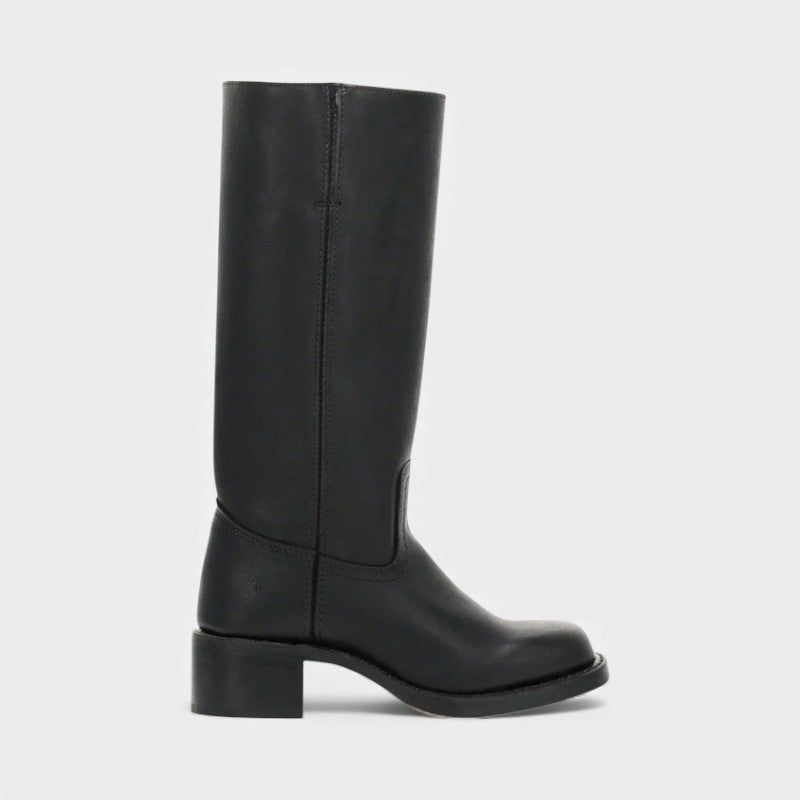 Women’s Knee High Boots With Stacked Heel and Round Toe