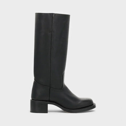 Women’s Knee High Boots With Stacked Heel and Round Toe