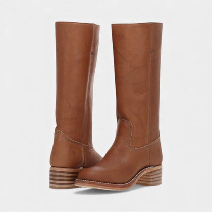 Women’s Knee High Boots With Stacked Heel and Round Toe