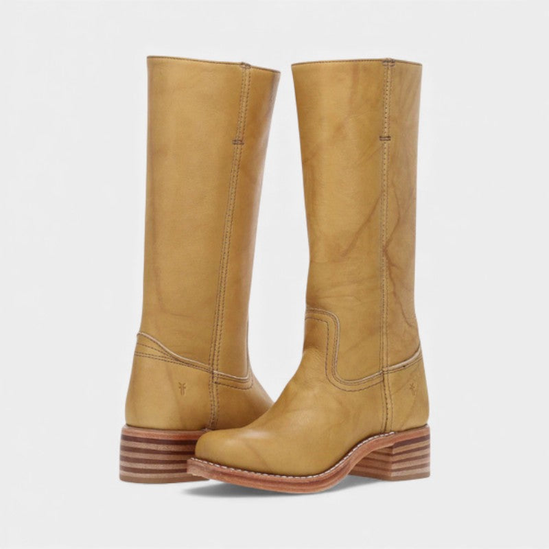 Women’s Knee High Boots With Stacked Heel and Round Toe