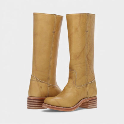 Women’s Knee High Boots With Stacked Heel and Round Toe