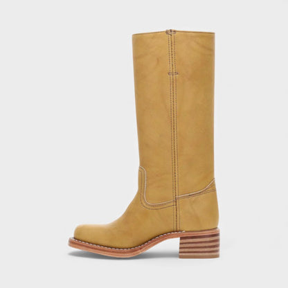 Women’s Knee High Boots With Stacked Heel and Round Toe
