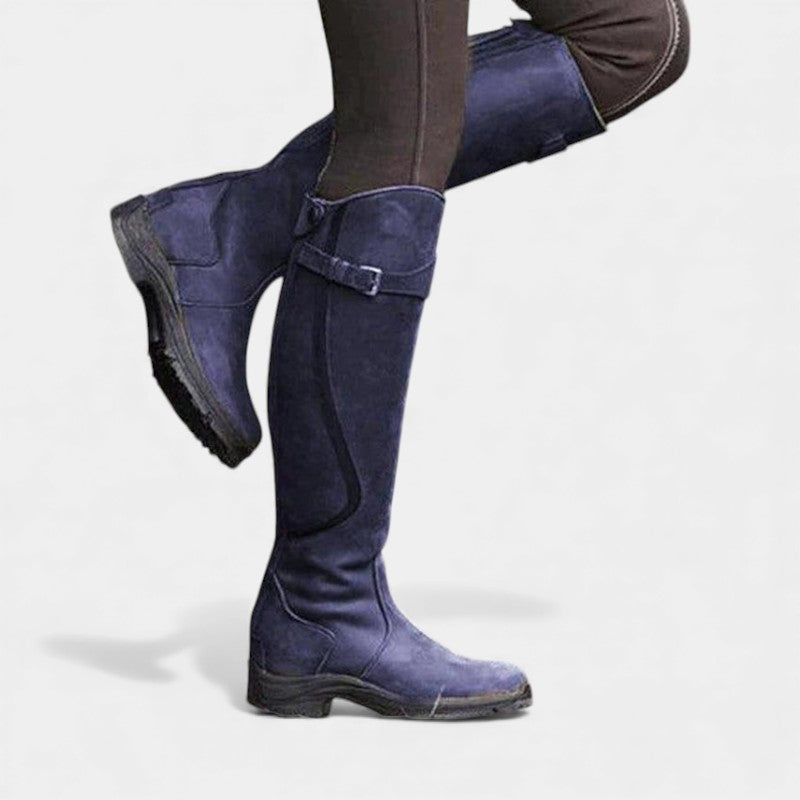 Women’s Knee High Riding Boots With Buckle Detail and Durable Sole