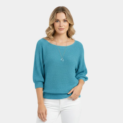 Women’s Knit Sweater With Round Neck and Short Sleeves