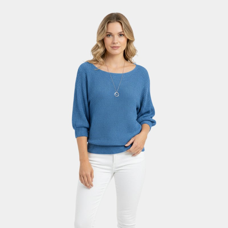 Women’s Knit Sweater With Round Neck and Short Sleeves
