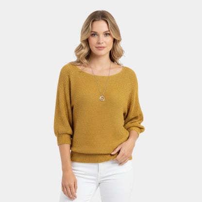 Women’s Knit Sweater With Round Neck and Short Sleeves