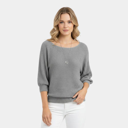 Women’s Knit Sweater With Round Neck and Short Sleeves