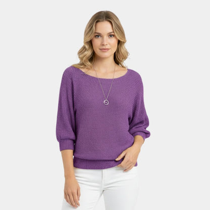 Women’s Knit Sweater With Round Neck and Short Sleeves
