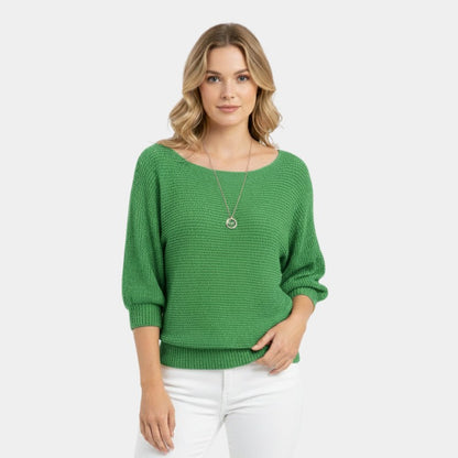 Women’s Knit Sweater With Round Neck and Short Sleeves