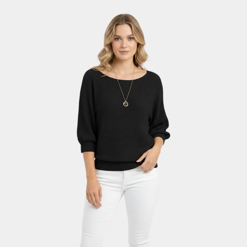 Women’s Knit Sweater With Round Neck and Short Sleeves