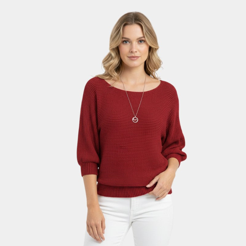 Women’s Knit Sweater With Round Neck and Short Sleeves