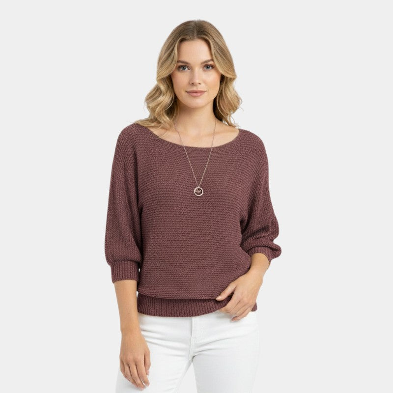 Women’s Knit Sweater With Round Neck and Short Sleeves