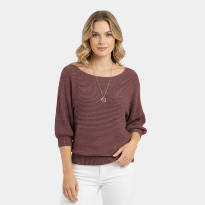 Women’s Knit Sweater With Round Neck and Short Sleeves