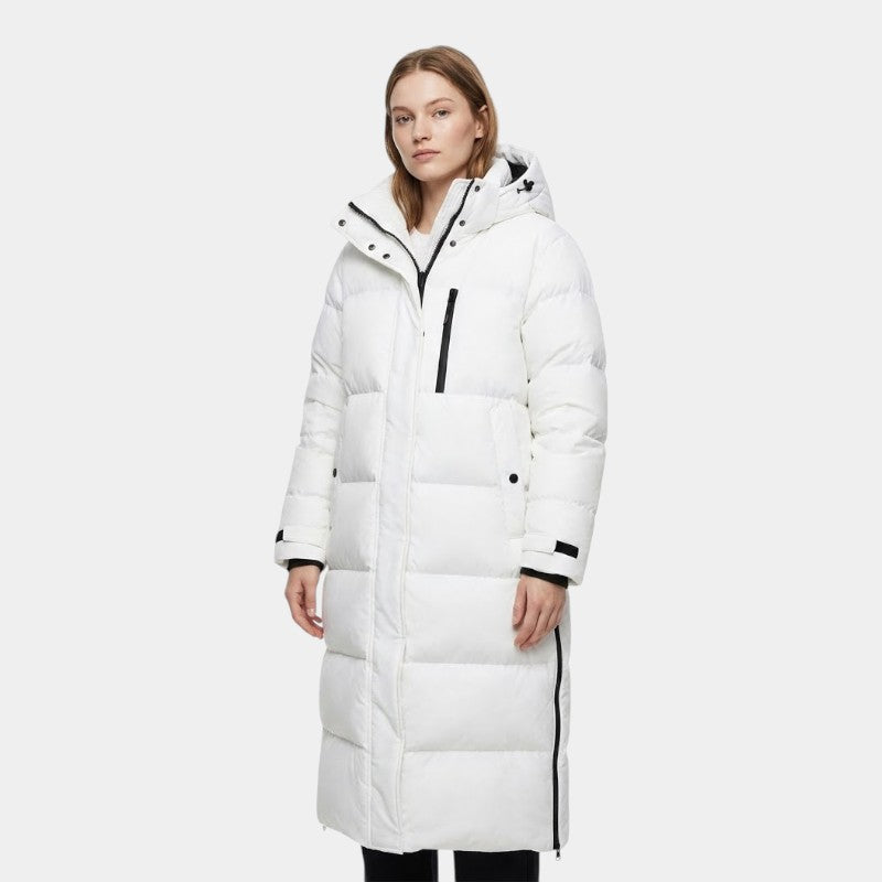 Women’s Long Puffer Coat With Hood and Zip Fastening