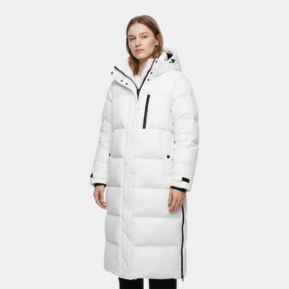Women’s Long Puffer Coat With Hood and Zip Fastening