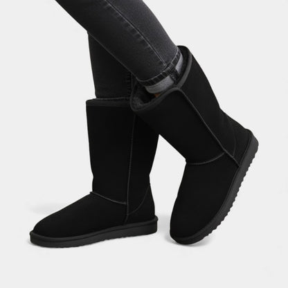 Women’s Mid Calf Boots With Side Zip and Faux Shearling Lining