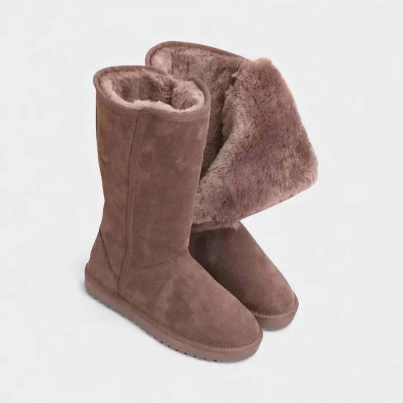 Women’s Mid Calf Boots With Side Zip and Faux Shearling Lining