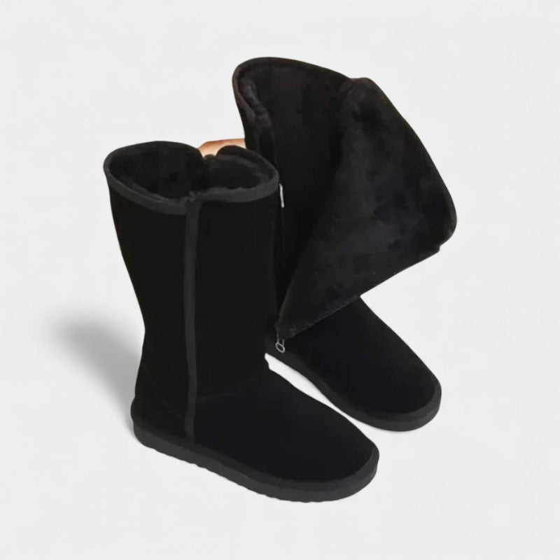 Women’s Mid Calf Boots With Side Zip and Faux Shearling Lining