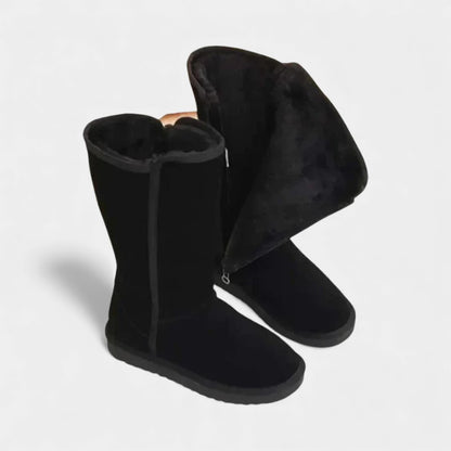 Women’s Mid Calf Boots With Side Zip and Faux Shearling Lining