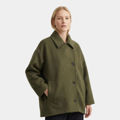 Women’s Oversized Coat With Button Front and Long Sleeves