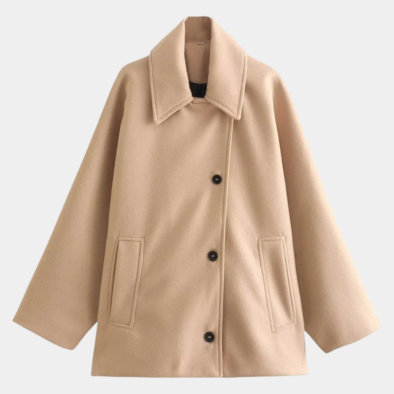 Women’s Oversized Coat With Button Front and Long Sleeves