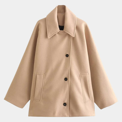 Women’s Oversized Coat With Button Front and Long Sleeves