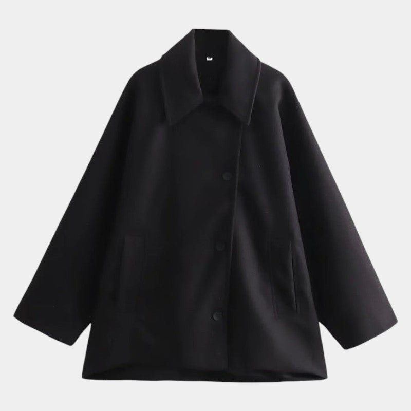 Women’s Oversized Coat With Button Front and Long Sleeves