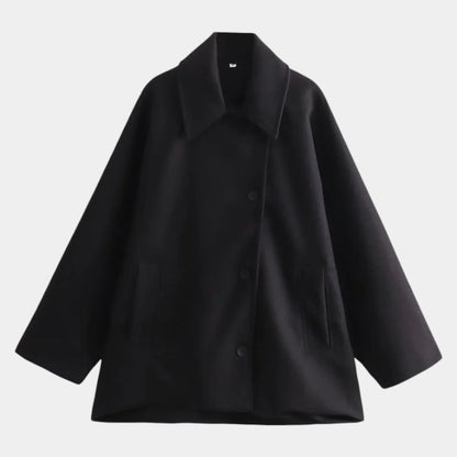 Women’s Oversized Coat With Button Front and Long Sleeves