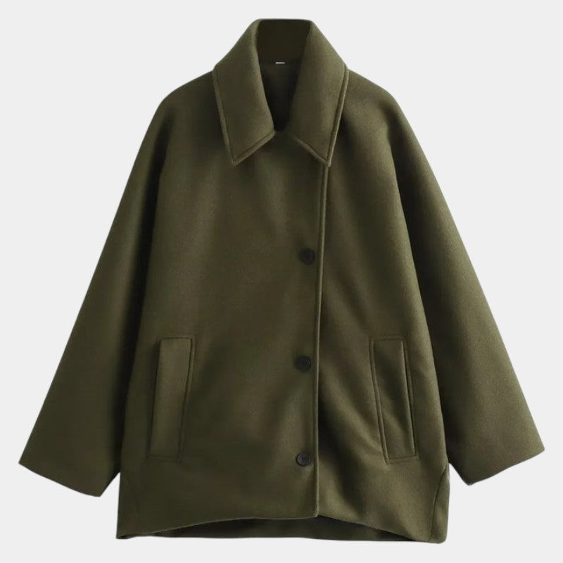 Women’s Oversized Coat With Button Front and Long Sleeves