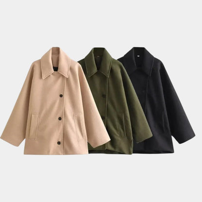 Women’s Oversized Coat With Button Front and Long Sleeves