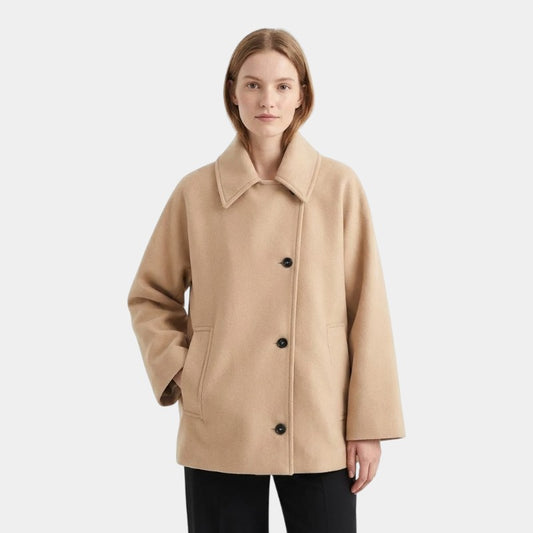 Women’s Oversized Coat With Button Front and Long Sleeves