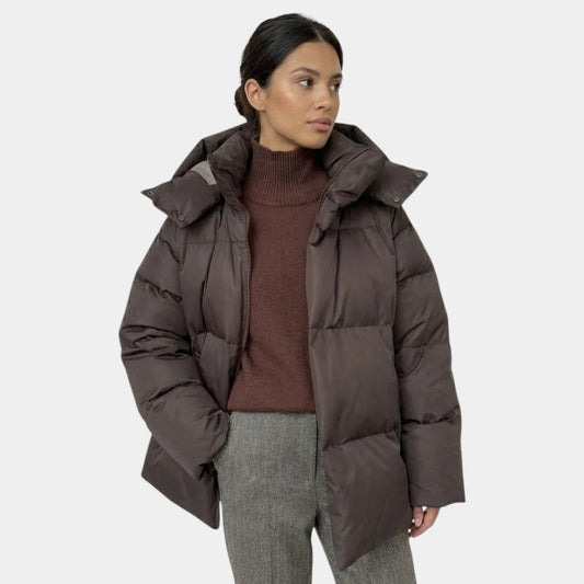 Women’s Oversized Puffer Jacket With Hood and Zip Fastening