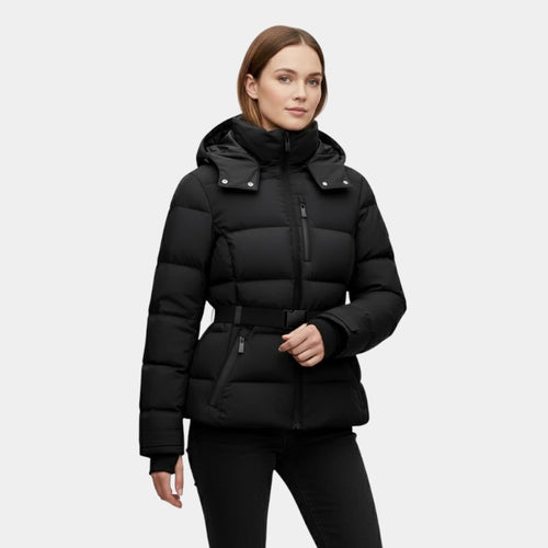 Women’s Puffer Jacket With Belted Waist
